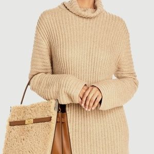 Tory Burch Lee Radziwill Large Double Bag Merino Shearling Mixed Colors …